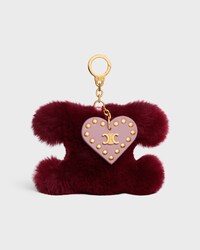 TRIOMPHE pom-pom Charm IN SHEARLING AND CALFSKIN - BURGUNDY / PINK - CHARMS AND ACCESSORIES - 1 | CELINE