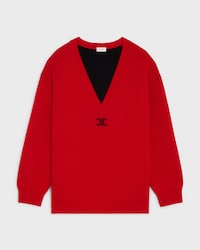 JERSEY OVERSIZE CON CUELLO EN V DE CACHEMIRA. - ROJO/AZUL/NEGRO -  - 1 | CELINE