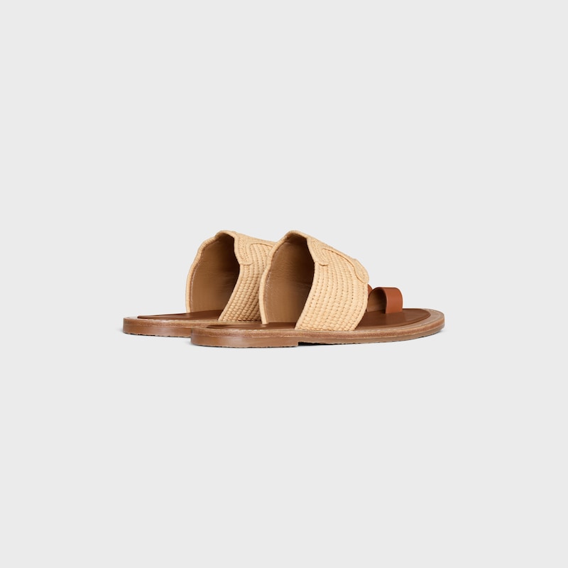 CELINE LYMPIA SANDAL IN RAFFIA AND CALFSKIN - NATURAL -  - 1 | CELINE