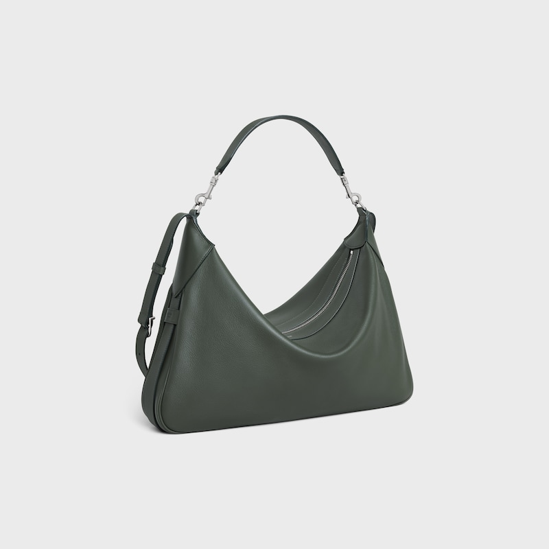 ROMY大号柔软粒面牛皮革饰带手袋 - 深军绿色 - 冬季新品 - 1 | CELINE