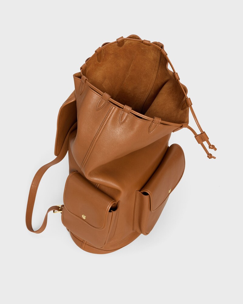 BIG BACKPACK SOFT TRIOMPHE IN SUPPLE SHINY LAMBSKIN - SOFT TAN - BACKPACKS - 1 | CELINE