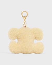 TRIOMPHE POM-POM CHARM IN Shearling and calfskin - NATURAL / MAUVE - CHARMS AND ACCESSORIES - 2 | CELINE