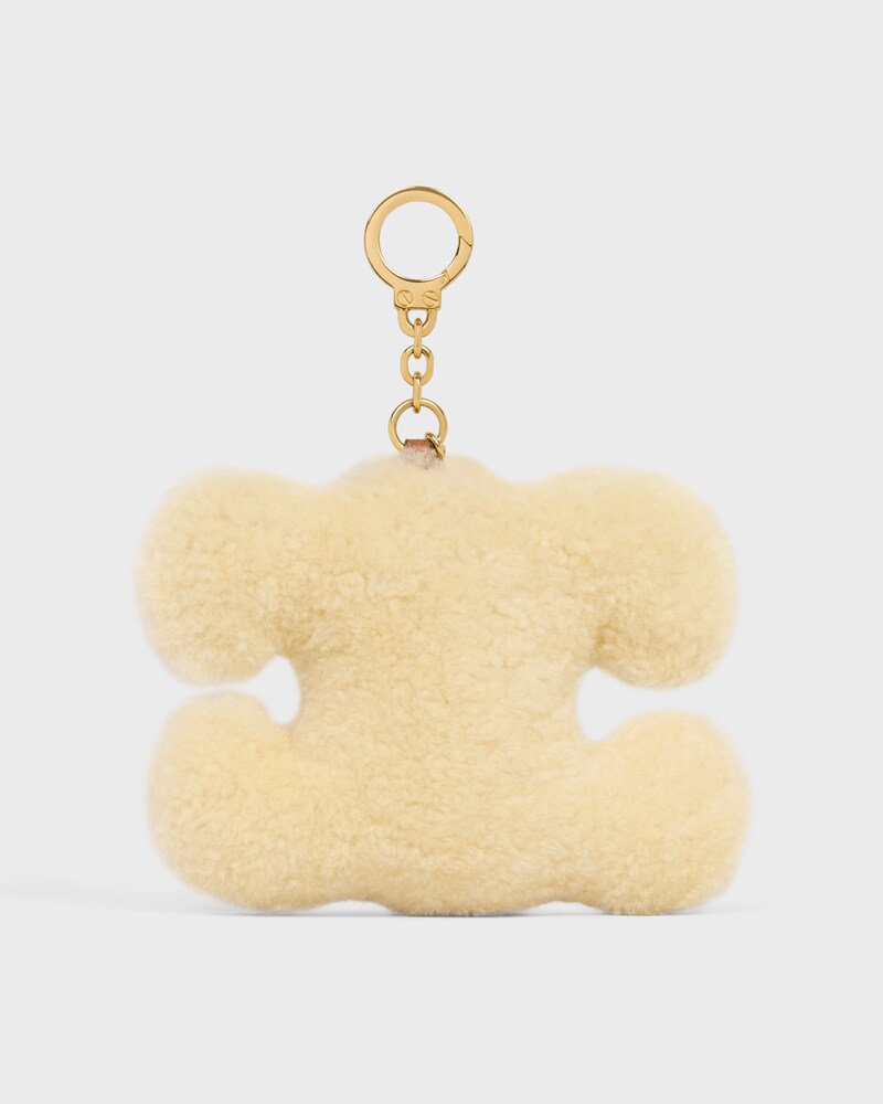 TRIOMPHE POM-POM CHARM IN Shearling and calfskin - NATURAL / MAUVE - CHARMS AND ACCESSORIES - 1 | CELINE