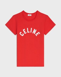 regular t-shirt IN RIBBED COTTON JERSEY - RED CYCLIST/OFF WHITE -  - 1 | CELINE