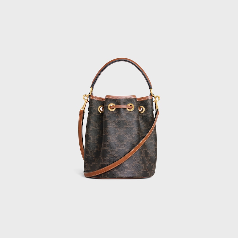 TEEN CLARA BAG IN Triomphe Canvas and calfskin - TAN - BUCKET BAGS - 1 | CELINE
