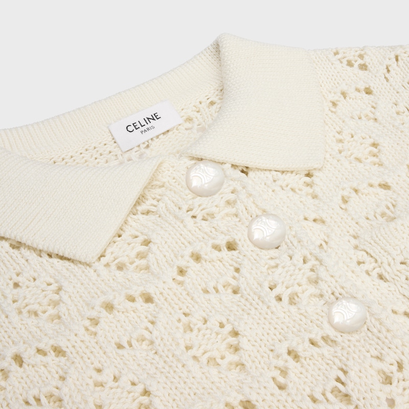 miniabito in cotone pointelle - Off-white -  - 1 | CELINE