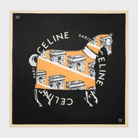 square IN CELINE HORSE SILK TWILL - BLACK/ORANGE/OFFWHITE -  - 1 | CELINE