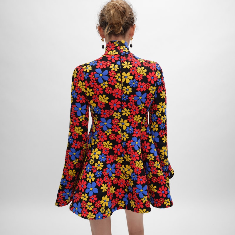 Minikleid aus Polyamid-Jacquard - SCHWARZ/MULTICOLOR -  - 1 | CELINE
