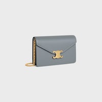 WALLET ON CHAIN MARGO in Shiny calfskin - BLUE GREY - MINI BAGS - 2 | CELINE