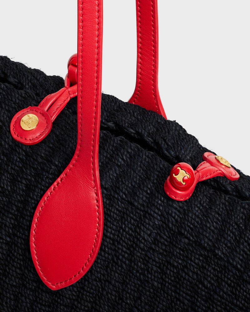 CESTINHA GRANDE TRIOMPHE EM SISAL E PELE DE BEZERRO - PRETO / VERMELHO - NOVO - 1 | CELINE