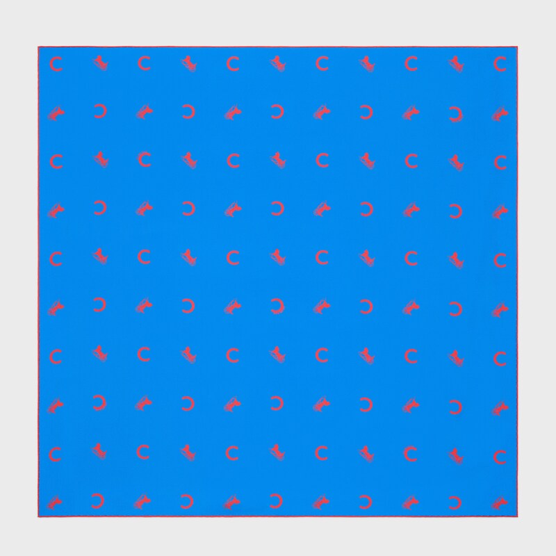 square IN silk twill - BLUE / RED -  - 1 | CELINE
