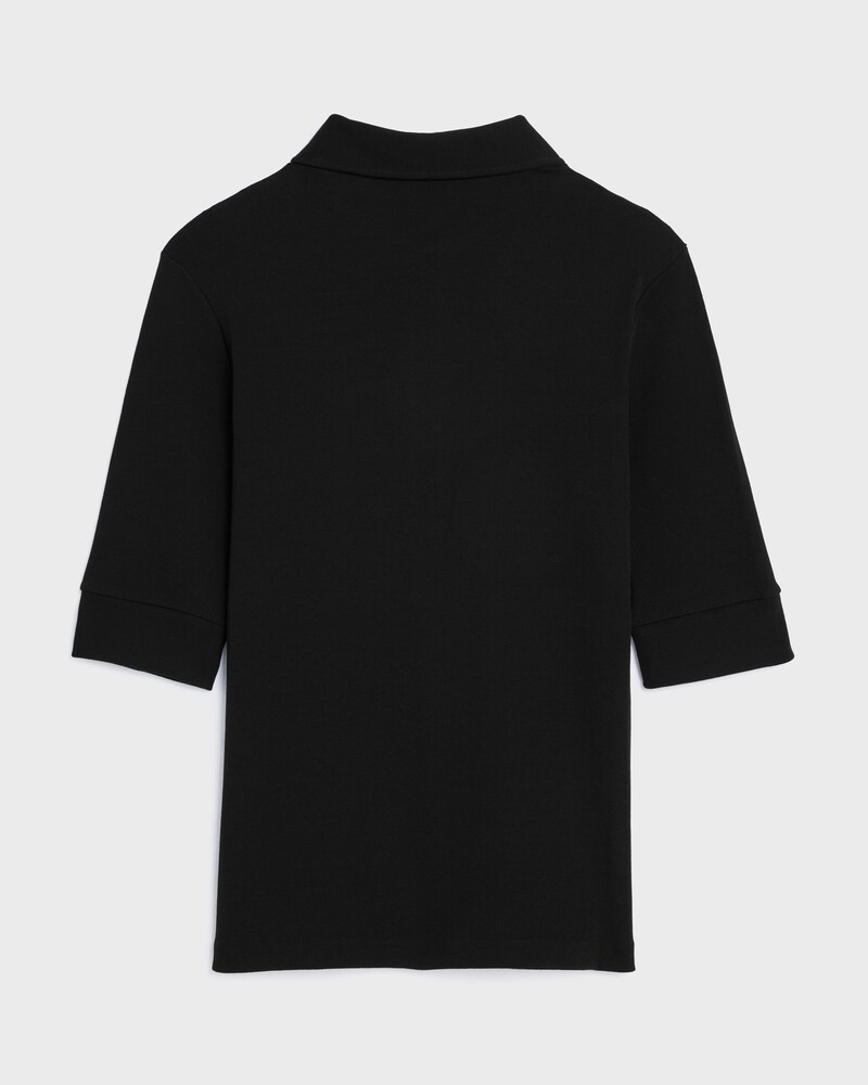 polo shirt IN ribbed cotton - BLACK / WHITE -  - 1 | CELINE