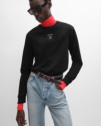 long sleeved t-shirt IN cotton jersey - BLACK / WHITE -  - 2 | CELINE