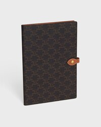LARGE NOTEBOOK COVER IN TRIOMPHE CANVAS AND CALFSKIN - TAN - STATIONERY - 2 | CELINE