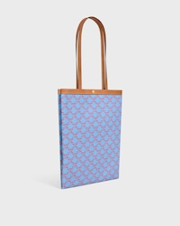 MEDIUM FLAT SHOPPER IN Triomphe Canvas - DENIM BLUE / RED - SHOULDER BAGS - 2 | CELINE