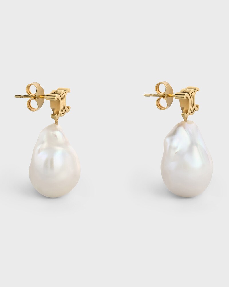 Les Perles Celine Baroque Ohrringe aus Messing mit Gold-Finish und Zuchtperlen - GOLD / ELFENBEIN - KLEINE GESCHENKE - 1 | CELINE