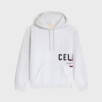 hoodie IN cotton fleece - PALE GREY/BLACK/BORDEAUX -  - 1 | CELINE