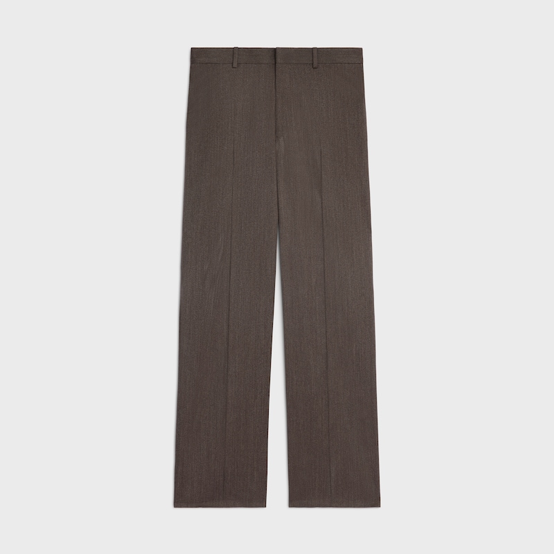 ethan trousers IN WOOL GABARDINE - BROWN -  - 1 | CELINE