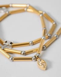 TRIOMPHE GLINT NECKLACE IN STEEL, STRASS AND BRASS WITH GOLD FINISH - GOLD / SILVER - NECKLACES - 2 | CELINE