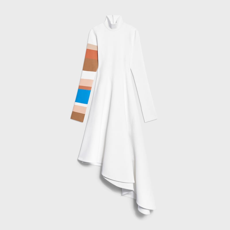 VESTIDO DE VISCOSA DE DOBLE FAZ - BLANCO / MULTICOLOR -  - 1 | CELINE