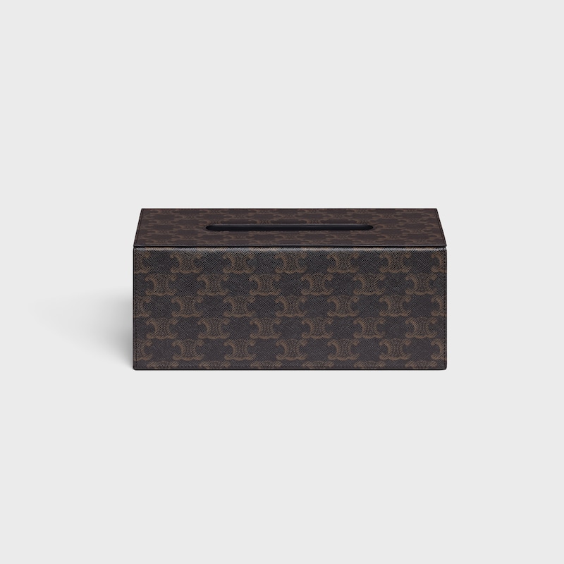 Rectangular tissue box in Triomphe Canvas - BLACK / TAN - SMALL GIFTS - 1 | CELINE