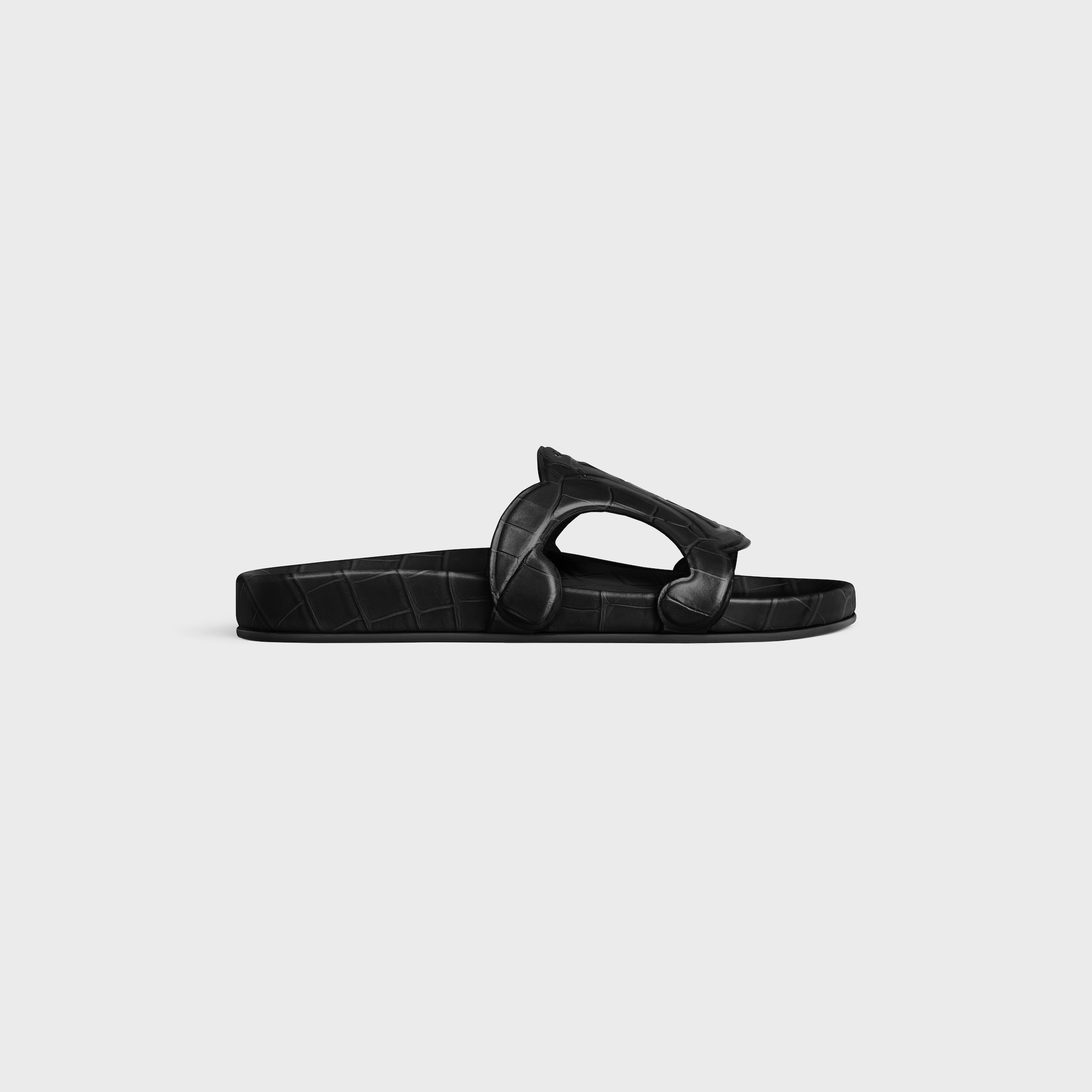 CELINE TRIOMPHE SLIDE IN CROCODILE STAMPED CALFSKIN