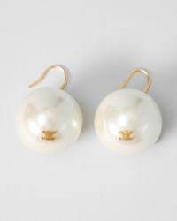 LES PERLES XL EARRINGS IN RESIN PEARL AND BRASS WITH GOLD FINISH - GOLD / IVORY - GIFTS FOR HER - 1 | CELINE