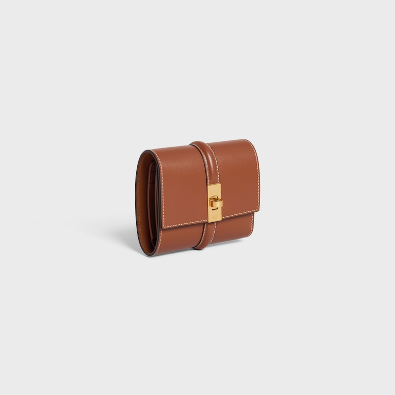Small Trifold wallet 16 IN Satinated Calfskin - TAN - GIFT FINDER - 1 | CELINE