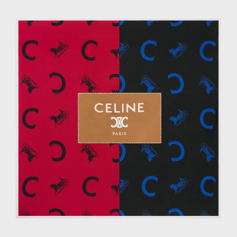 square IN silk twill - RED/NAVY/CAMEL -  - 1 | CELINE