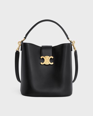 MEDIUM BUCKET LOUISE IN SMOOTH CALFSKIN - BLACK - SHOULDER BAGS - 1 | CELINE