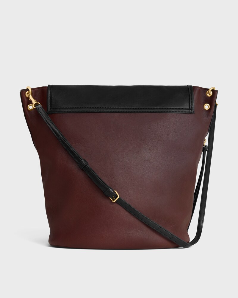 BUCKET SOFT TRIOMPHE IN SUPPLE SHINY LAMBSKIN - DARK BROWN / BLACK - BUCKET - 1 | CELINE