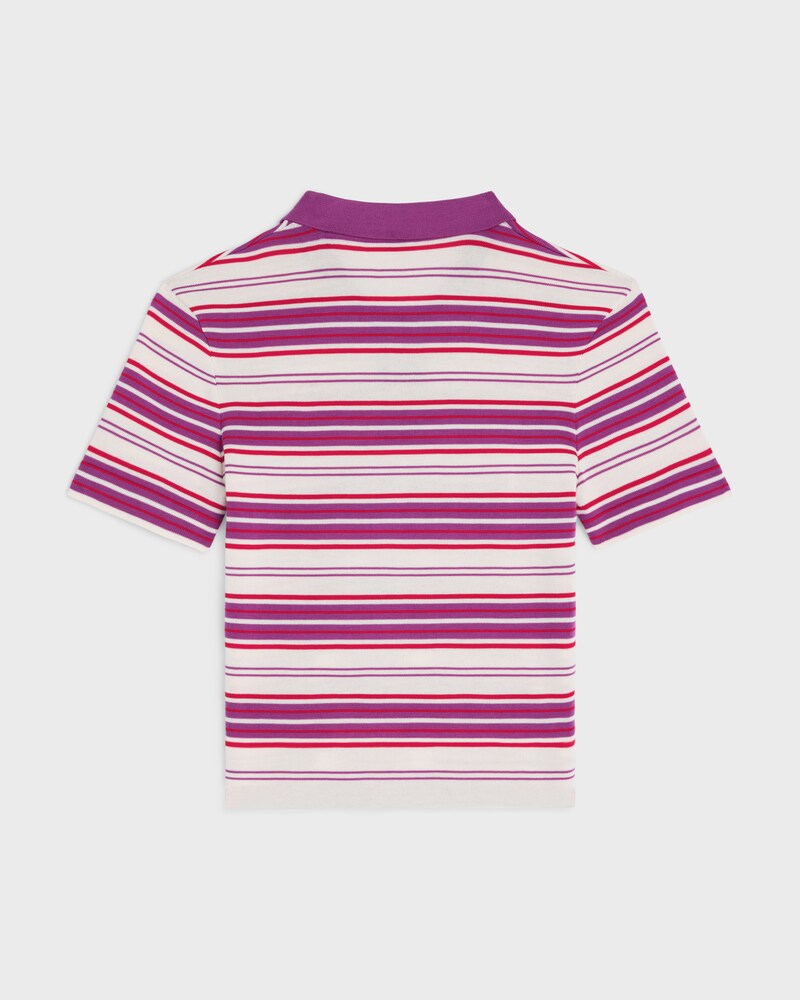 polo sweater IN striped cotton - WHITE / PURPLE -  - 1 | CELINE