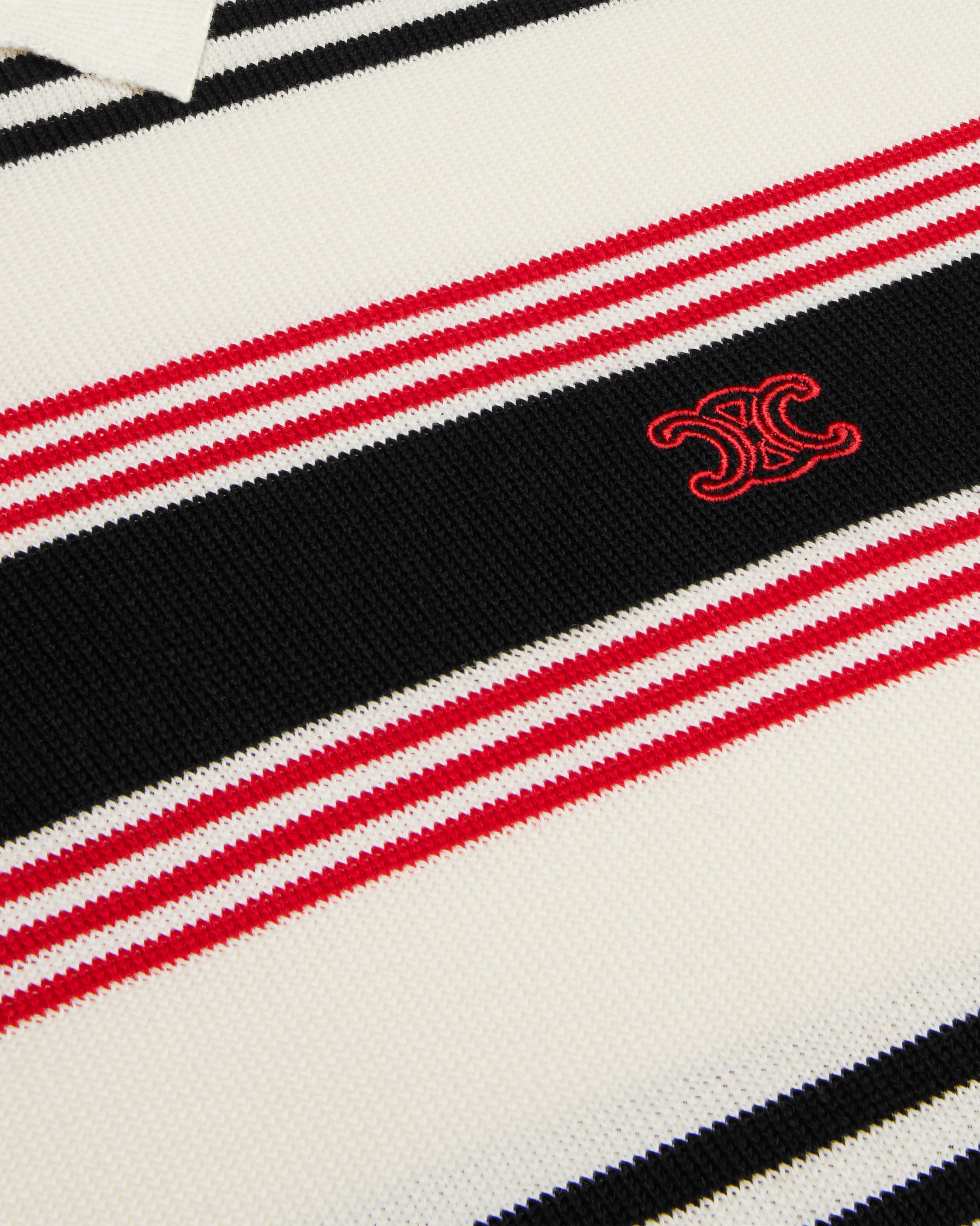 polo sweater IN striped cotton - WHITE/BLACK/RED | CELINE