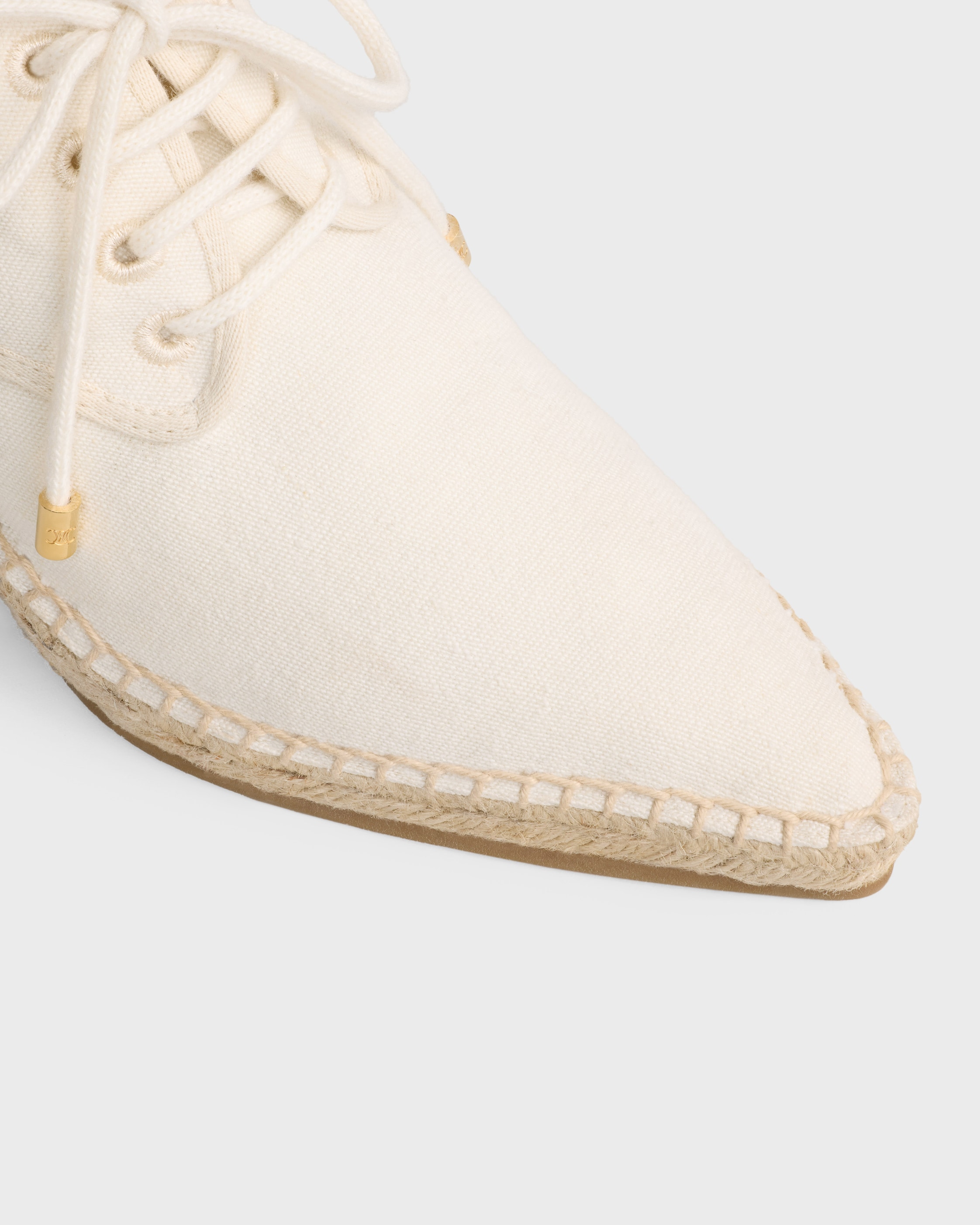 WEDGE LACE-UP ESPADRILLES IN CANVAS - ECRU | CELINE