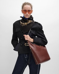 BUCKET SOFT TRIOMPHE IN SUPPLE SHINY LAMBSKIN - DARK BROWN / BLACK - SOFT TRIOMPHE - 2 | CELINE