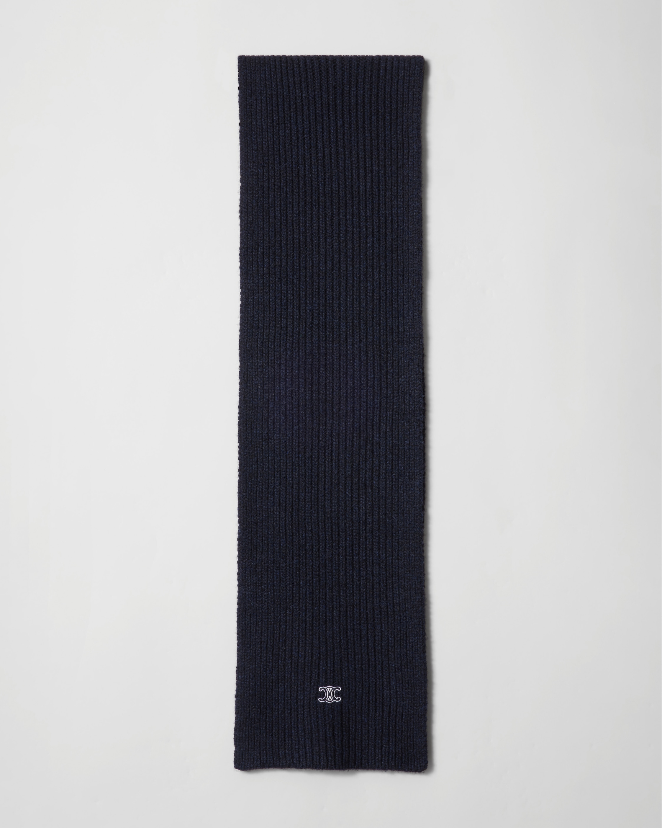 値下！celine フィービー ニットマフラー　カシミヤ＆ウール　ネイビー RIBBED CASHMERE SCARF - NAVY | CELINE