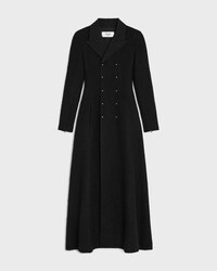 double-breasted coat IN wool natté - BLACK -  - 1 | CELINE