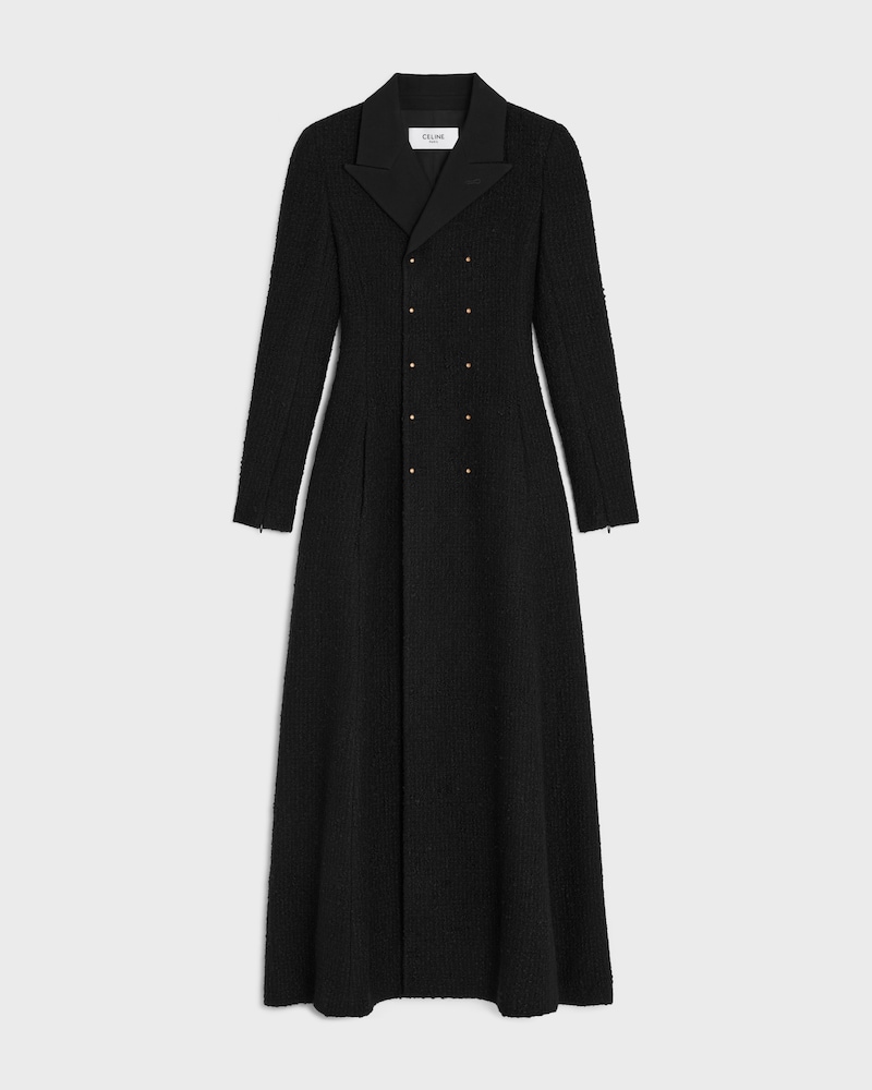 zweireihiger Mantel AUS Wollnatté - SCHWARZ -  - 1 | CELINE