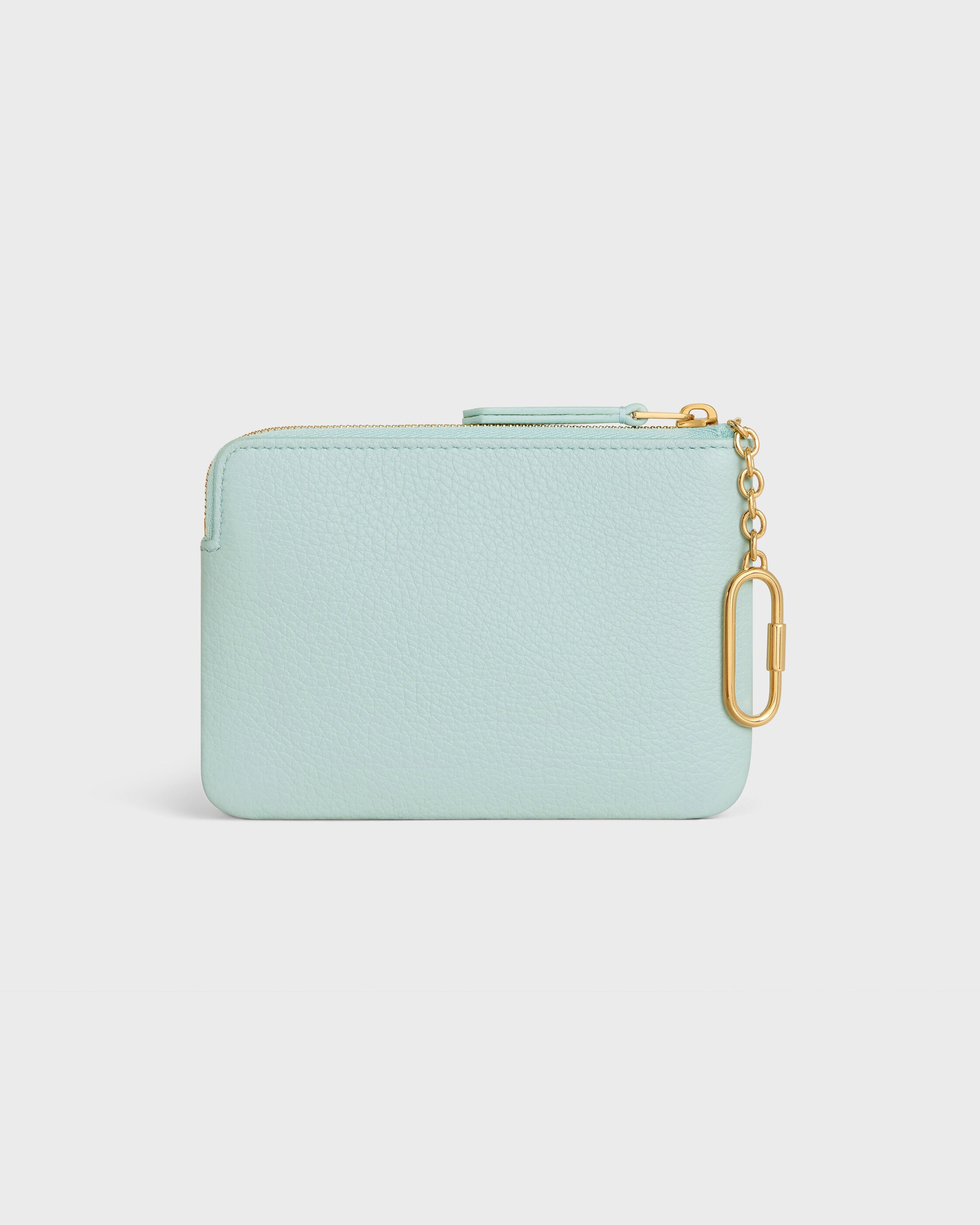 COIN PURSE TRIOMPHE STAMP IN GRAINED SUPPLE CALFSKIN - POWDER BLUE