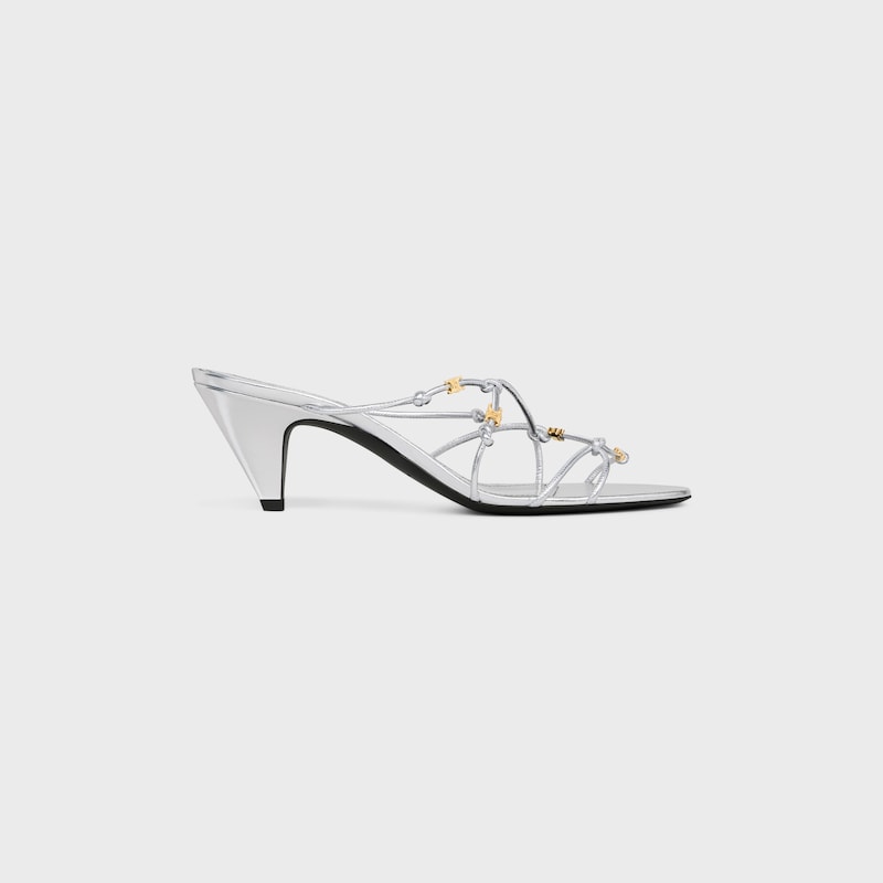 UPTOWN HEELED MULE IN GOATSKIN IN LAMINATED LAMBSKIN - SILVER -  - 1 | CELINE
