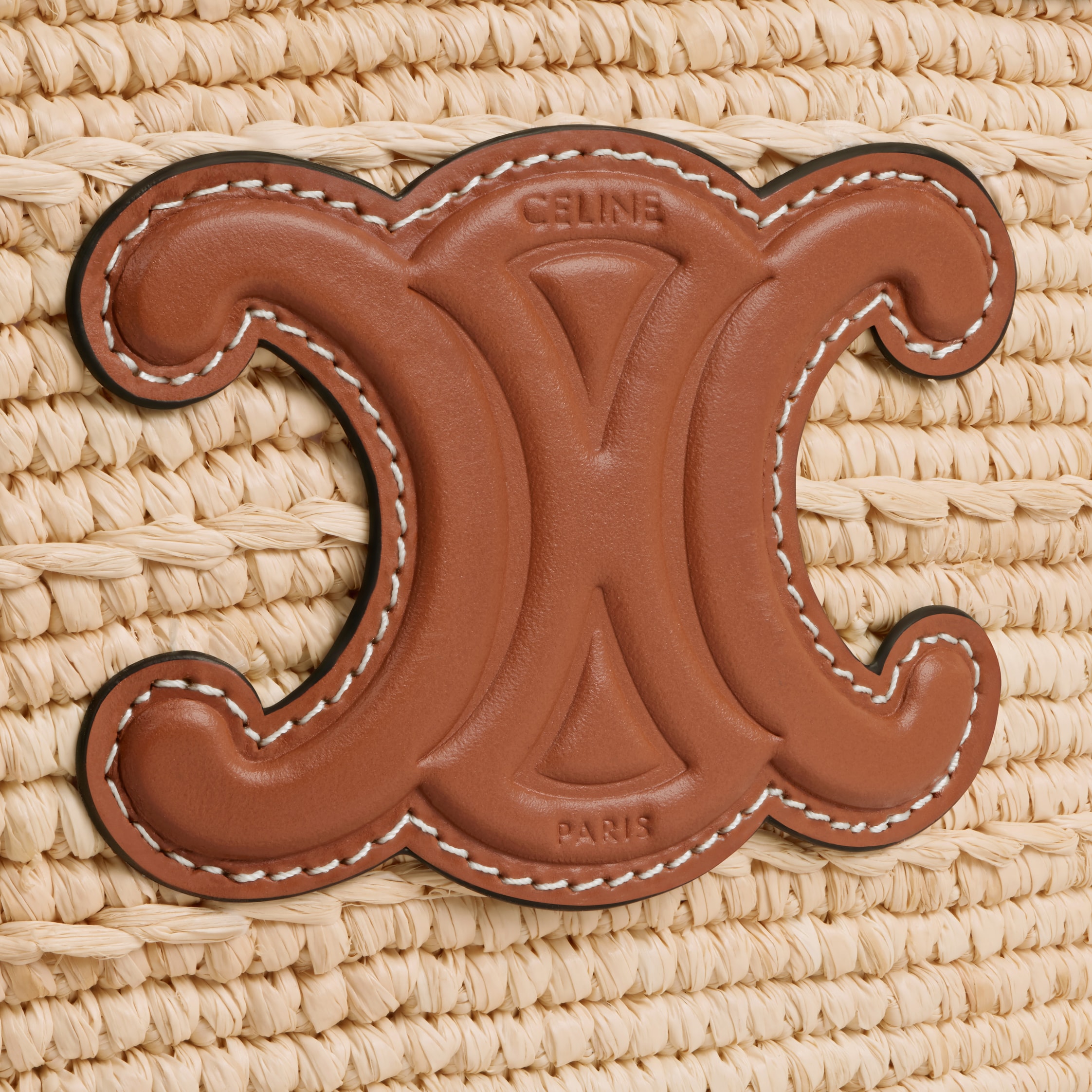 NANO SUPPLE CELINE CLASSIC PANIER IN RAFFIA AND CALFSKIN - NATURAL