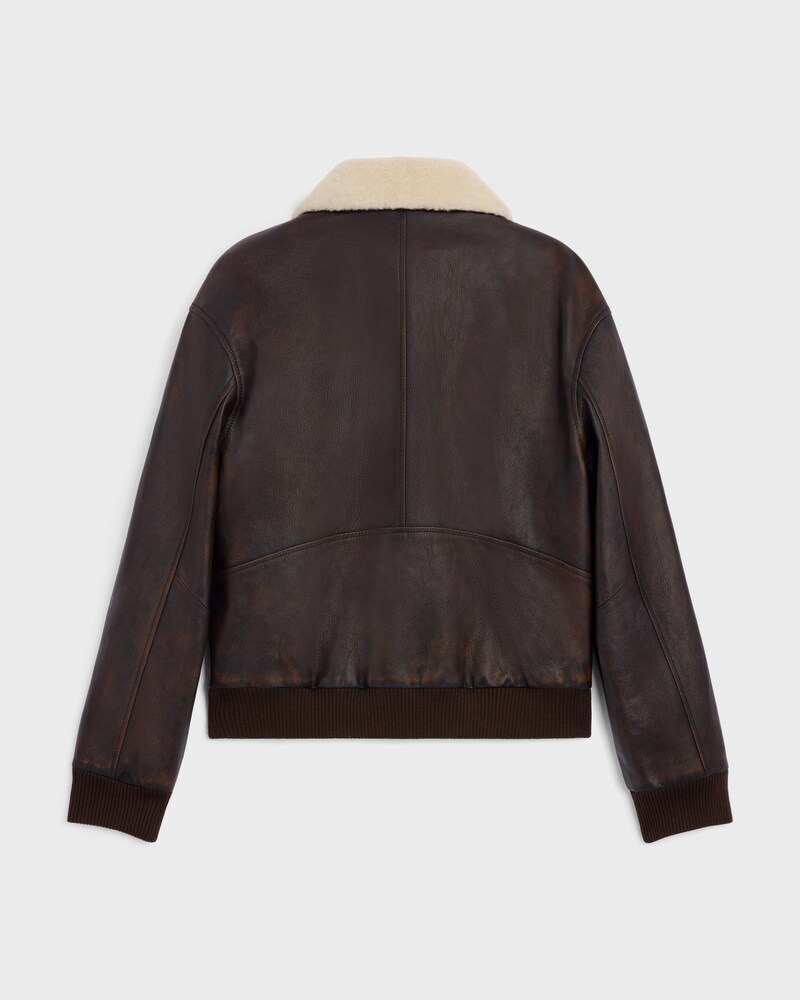 aviator jacket IN GOATSKIN - DARK BROWN / CREAM -  - 1 | CELINE