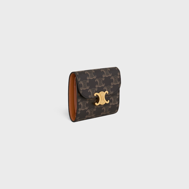 Small Flap Wallet TRIOMPHE IN Triomphe Canvas - TAN - TRIOMPHE CANVAS COLLECTION - 1 | CELINE