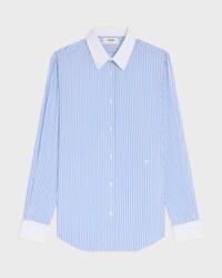 classic shirt IN striped cotton poplin - CRAIE/BLEU CIEL -  - 1 | CELINE