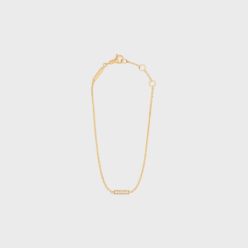 Celine Line Bracelet in Yellow Gold and Diamonds - Yellow Gold & White -  - 1 | CELINE