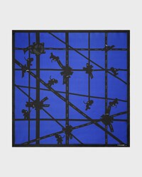 CLIMBING ELEPHANTS FOULARD 90 - BLUE/BLACK -  - 1 | CELINE