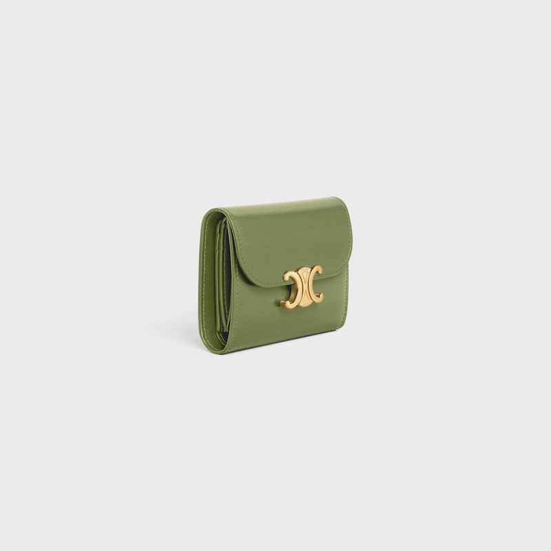 Kleine Brieftasche mit Umschlag TRIOMPHE AUS glänzendem Kalbsleder - HELLES KHAKI - BRIEFTASCHEN - 1 | CELINE