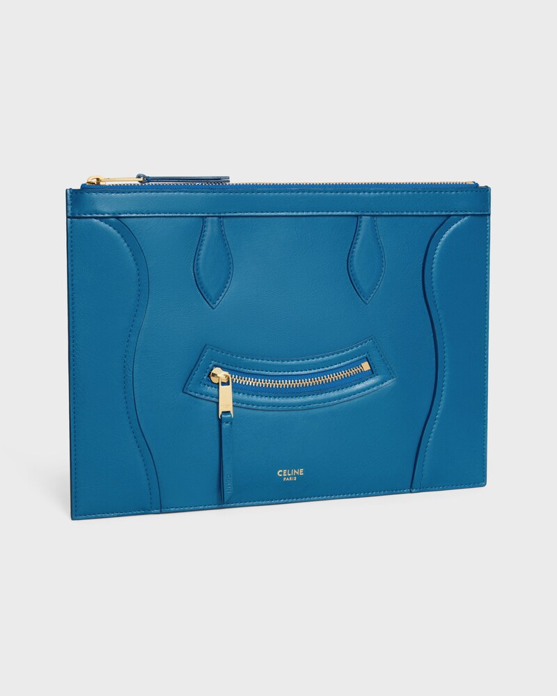 MEDIUM POUCH IN GLOSSY CALFSKIN - ULTRA BLUE - POUCHES - 1 | CELINE