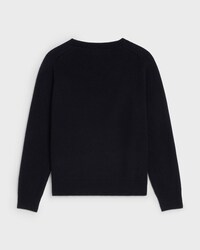 TRIOMPHE V-NECK SWEATER IN HERITAGE CASHMERE - BLACK -  - 2 | CELINE