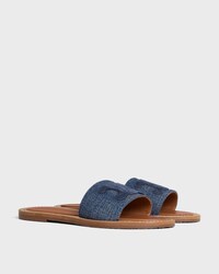 CELINE LYMPIA MULE IN Denim and Calfskin - BLUE -  - 2 | CELINE